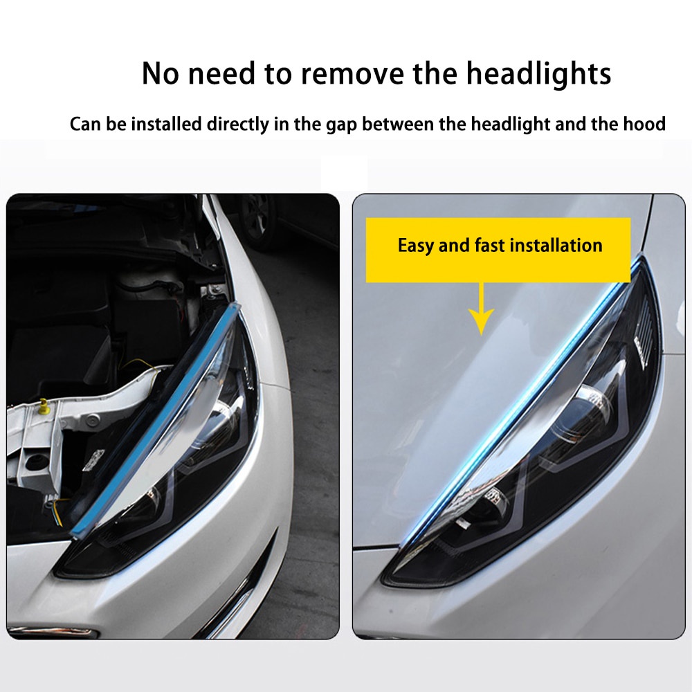 2 cái x xe dẫn drl ban ngày lái xe không thấm nước thanh ánh sáng 30 cm 45 cm 60 cm ống mềm dẫn hướng đèn pha đèn thanh dẫn ánh sáng