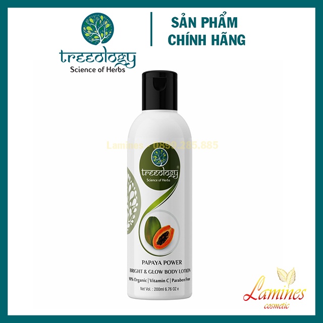 Dưỡng thể trắng da đu đủ Treeology | Papaya Power Bright &amp; Glow Lotion Treeology 200ml