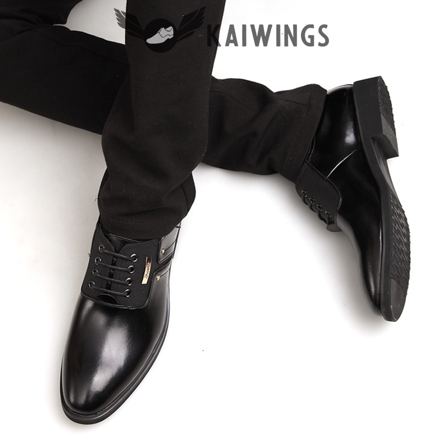 Giày Tây Nam Buộc Dây Công Sở Đẹp KAIWINGS Giày Nam Cao Cấp Da Bò Thật Hàn Quốc GD87