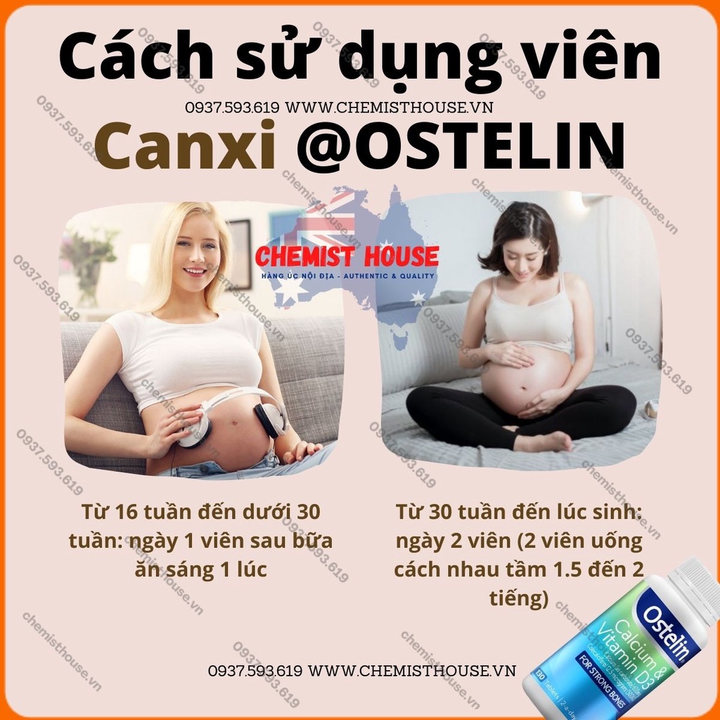 [Hàng Chuẩn ÚC] Ostelin Calcium & Vitamin D3 - Viên uống ngăn ngừa loãng xương người lớn & mẹ bầu 130 viên