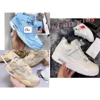 [FreeShip] Giày Thể Thao J4 màu kem, màu retro xanh dương tặng 3 dây kèm  phụ kiện Full Box Bill