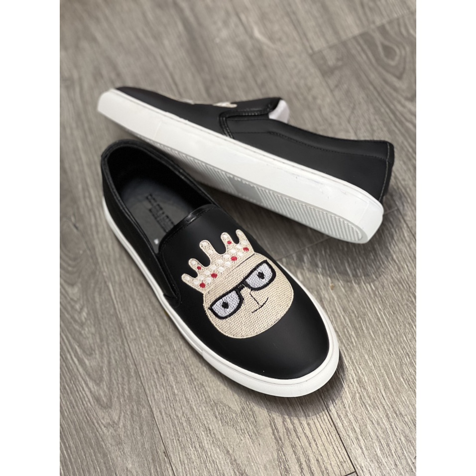 Giày Slipon Mặt Thêu Da Mặt Quỷ Thời Trang Nam Hot Trend 2022