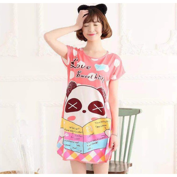Đầm suông in hình mặc nhà C086
