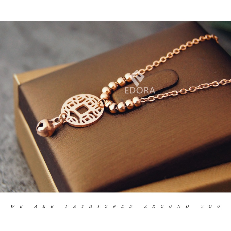 Dây chuyền vòng cổ nữ titan đồng tiền X4-309-2 - CAM KẾT KHÔNG GỈ, KHÔNG BAY MÀU - BẢO HÀNH 12 THÁNG