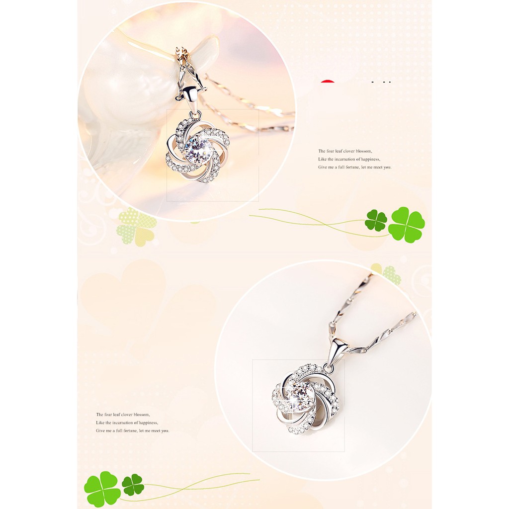 Dây chuyền nữ S925 Four Lesf Clover đính đá Zircon tinh tế