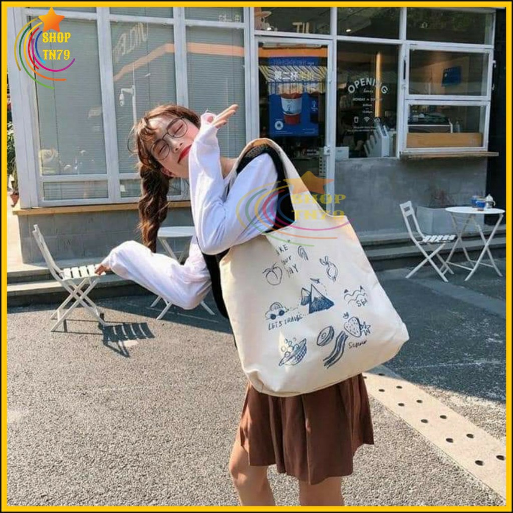 Túi đeo vai thời trang vải canvas mềm loại to đi hoc , đi chơi , đi làm đều rất đẹp - MAKE YOUR