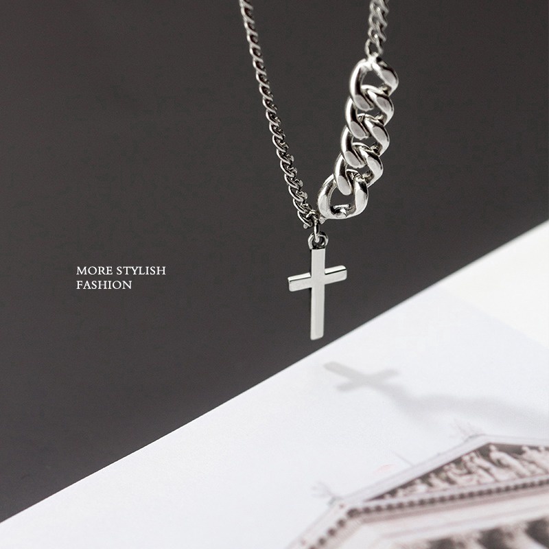 Vòng Cổ Nữ Choker Cá Tính Bằng Thép Titan Không Gỉ Phối Thánh Giá