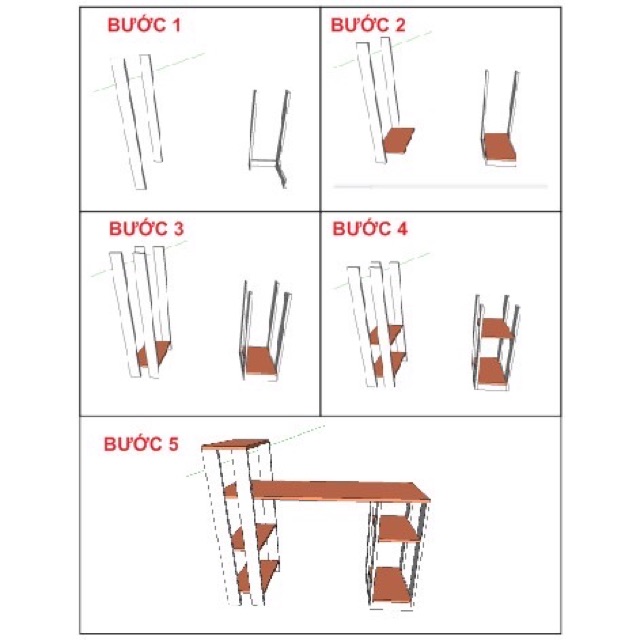 Bàn Làm Việc Kết Hợp Kệ Sách Màu Trắng -GP09