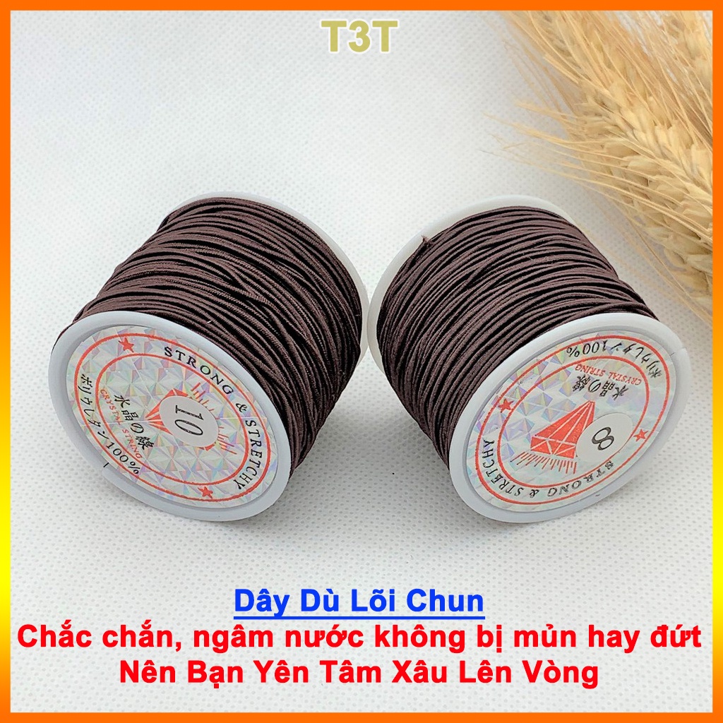 Dây xâu vòng gỗ phong thuỷ, Dây dù lõi chun xâu đủ các size hạt làm vòng tay và vòng cổ - Tặng kim xâu - T3T