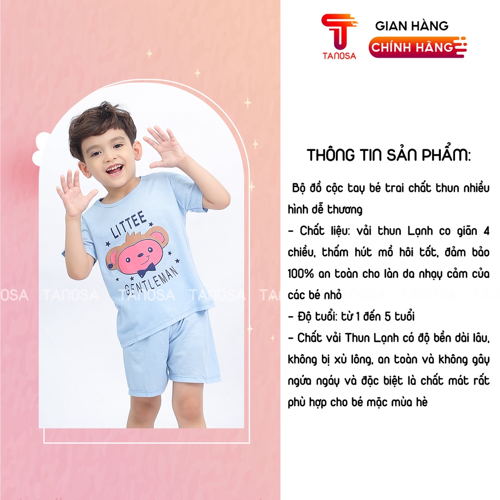 Bộ đồ quần đùi áo cộc tay TANOSA chất thun nhiều hình dễ thương cho bé trai 1-5 tuổi