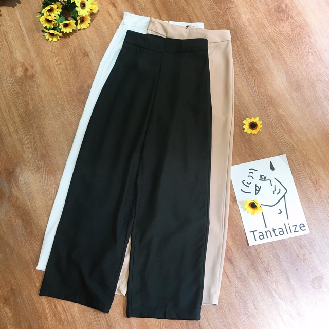 Quần culottes ống rộng nữ suông dài đen, kem, trắng lưng siêu cao tôn dáng tuyệt đối