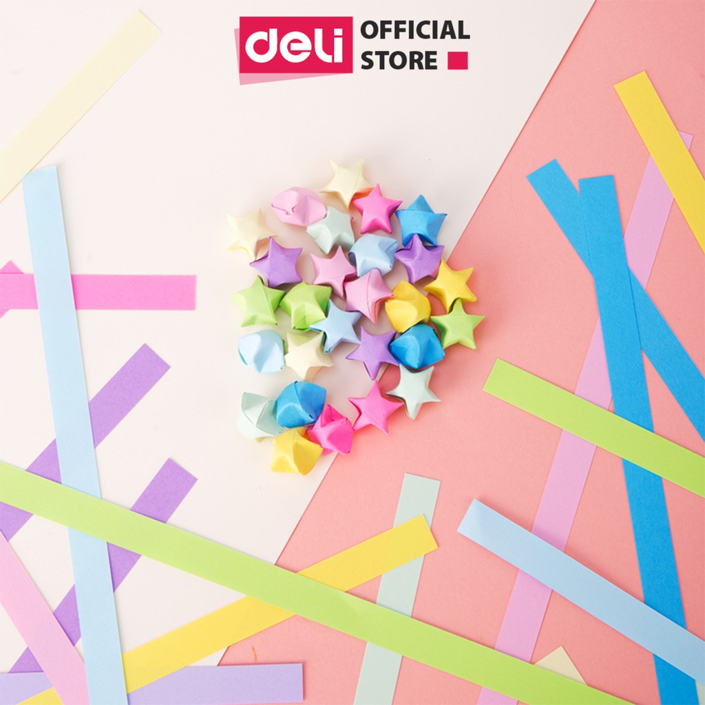 [Mã LIFEDE10 giảm 8% đơn 99K] 1000 tờ giấy gấp sao nhiều màu Deli - làm quà tặng, origami lucky star paper - 74834/74835