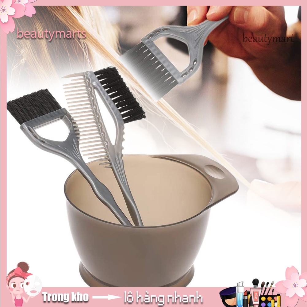 [Hàng mới về] Bộ 3 dụng cụ nhuộm tóc tạo kiểu bao gồm lược nhuộm cọ nhuộm và tô trộn màu nhuộm tóc