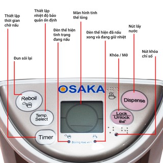 BÌNH THỦY ĐIỆN OSAKA APE-406P 4.0 LÍT (CÓ 4 CHẾ ĐỘ GIỮ ẤM)