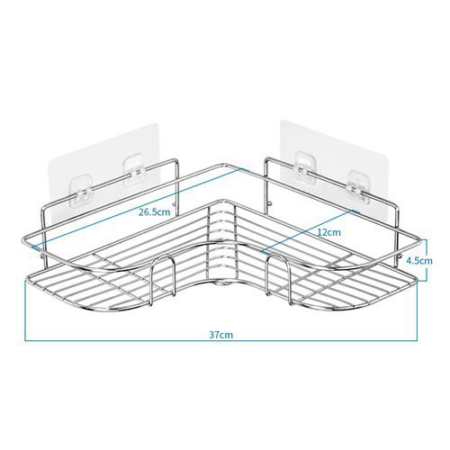 Kệ góc Inox không gỉ cho nhà tắm, nhà bếp, kèm dán tường siêu dính chất lượng cao chịu lực đến 10 Kg - KG01