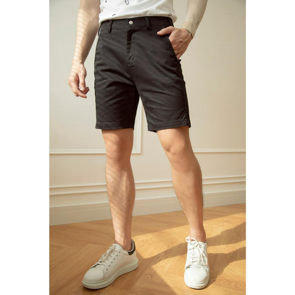 Quần Short Kaki Nam Màu Đen BY COTTON Black Kaki Shorts