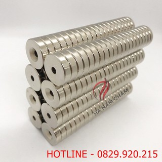 5 viên Nam châm vĩnh cửu 20x5 lỗ (8x4) mm mạ nikel lực từ tốt