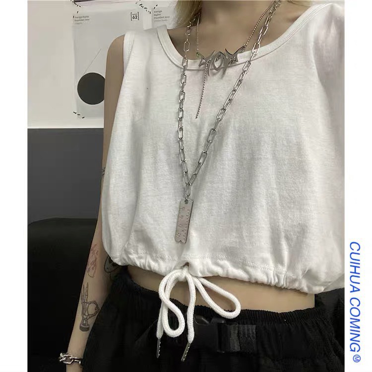 Áo ba lỗ croptop bazic KA Closet 2 màu đen, trắng, chất cotton thấm hút mồ hôi, dây điều chỉnh from rộng đẹp