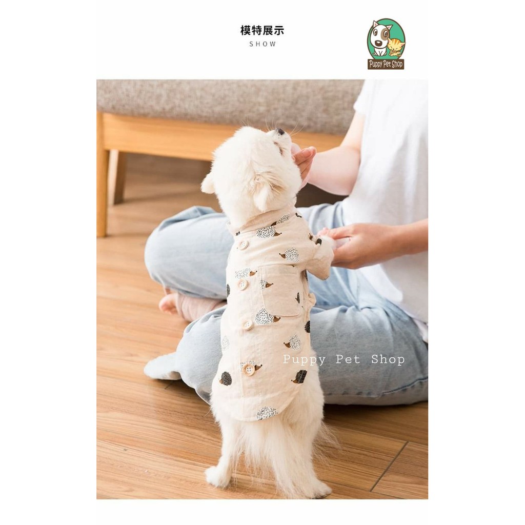 Áo sơmi đũi cổ tàu Nhím cute