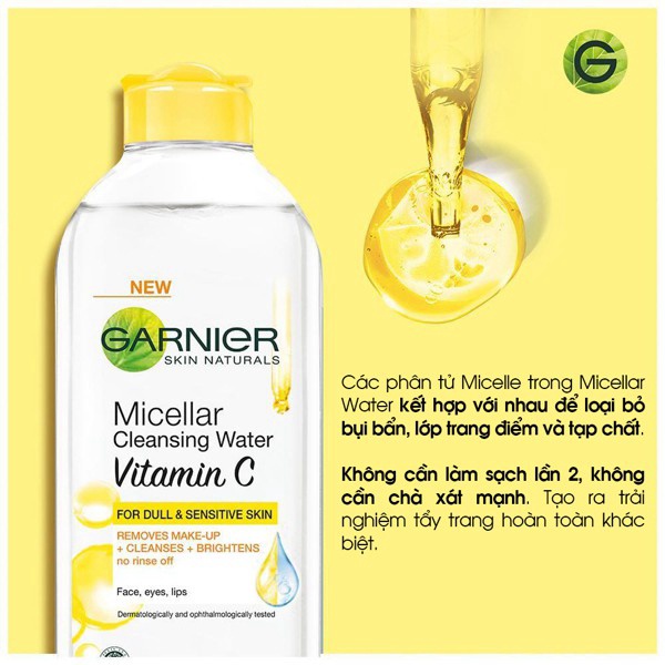 Nước tẩy Trang Garnier Skin Active Oil Infused Micellar Cleansing Water dầu vàng cho mọi loại da 50ml