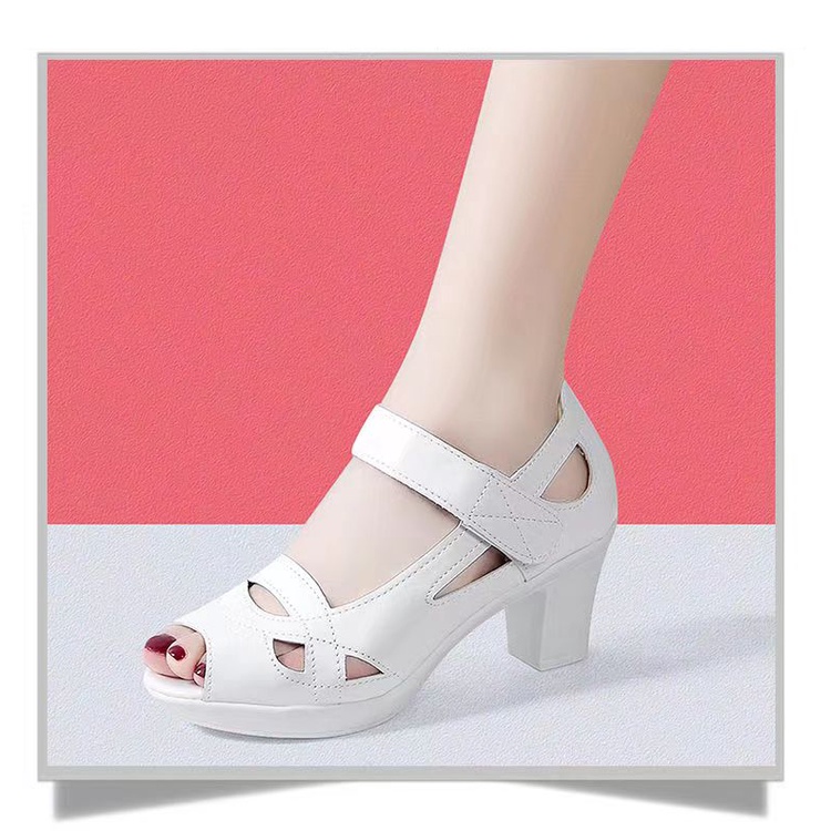 Giày Sandal Cao Gót Đế Dày Bằng Da Thật Thời Trang Mùa Hè Dành Cho Phụ Nữ Trung Niên 2022
