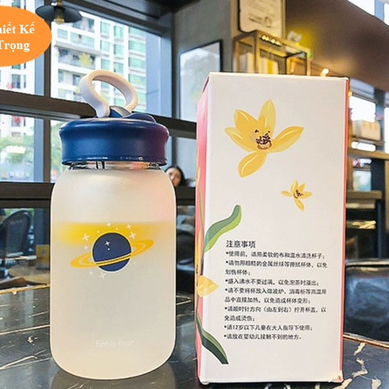 Bình thủy tinh du hành vũ trụ tặng kèm túi chống sốc