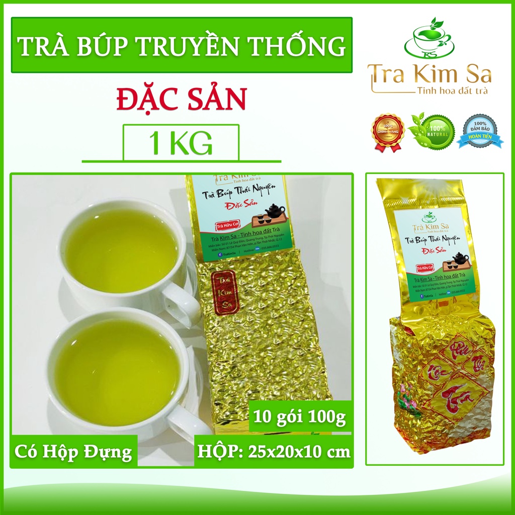Trà Búp Thái Nguyên Loại Đặc Sản 1kg - Hộp 10 Gói 100Gr - Trà Hữu Cơ - TKS020