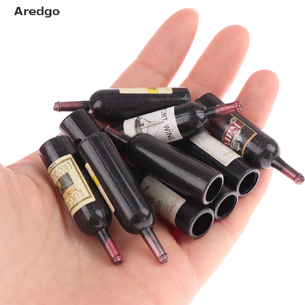 Set 10 mô hình chai rượu vang mini dùng trang trí nhà búp bê