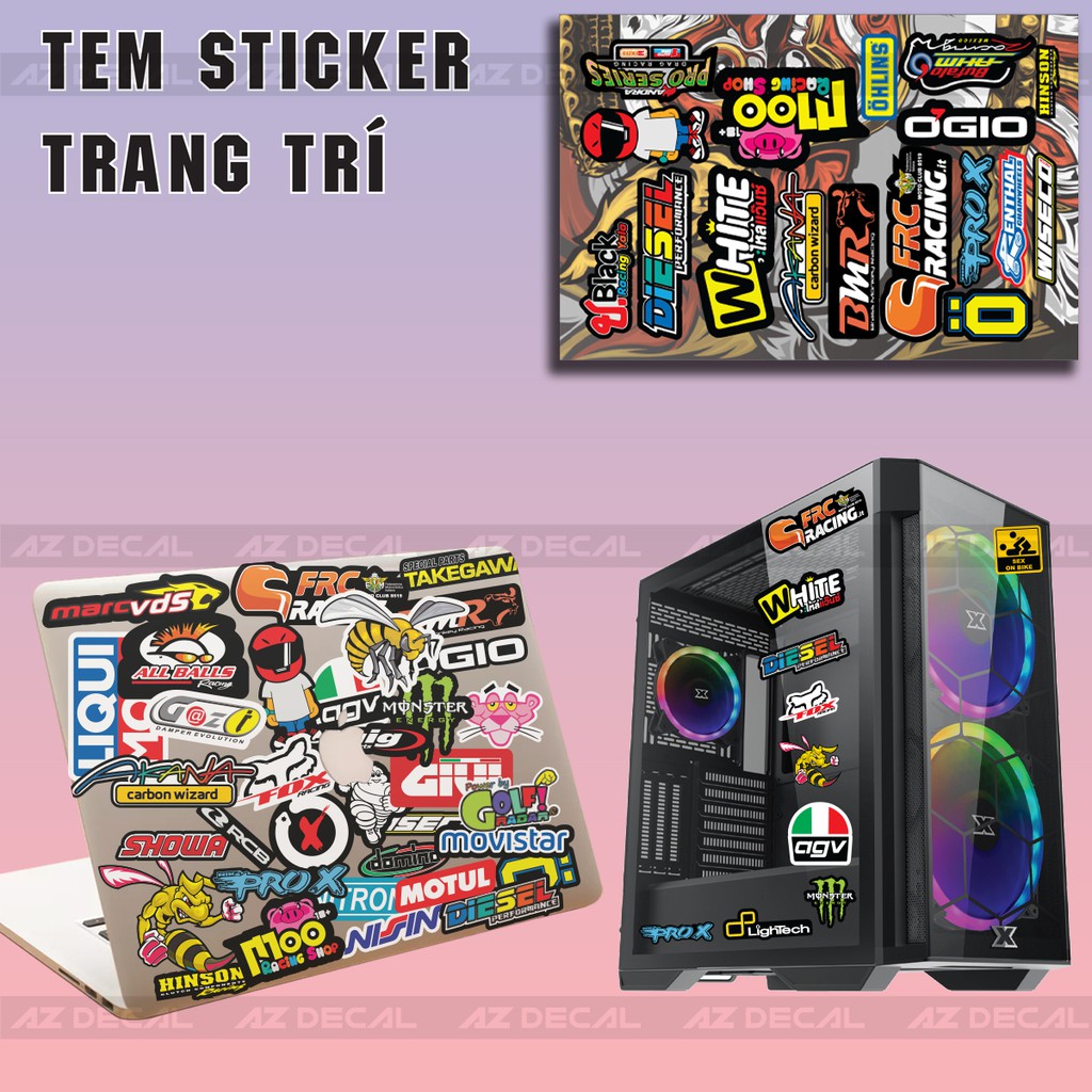 [Single Sticker] Sticker Dán Trang Trí Xe, Mũ Bảo Hiểm, LapTop | Chủ Đề Racyng 03 Kích Thước A4