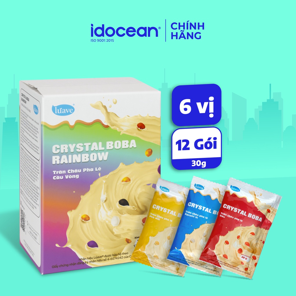 Trân Châu Pha Lê Cầu Vồng - Lúave - 6 hương vị - 6 gói x 30g - 360g
