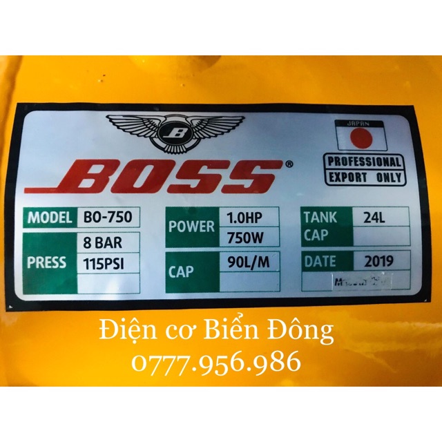 FREESHIP  Máy Nén Khí Giảm Âm Không Dầu BOSS 24L 1HP lên hơi nhanh nén khí sạch