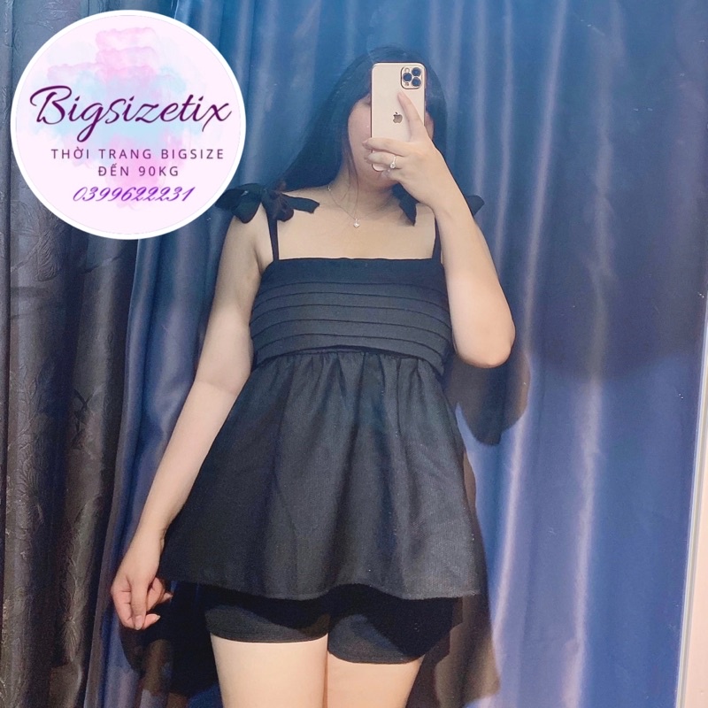 BIGSIZE Sét áo babydoll hai dây xinh xắn bigsize 50-90kg mẫu chụp thật 100%