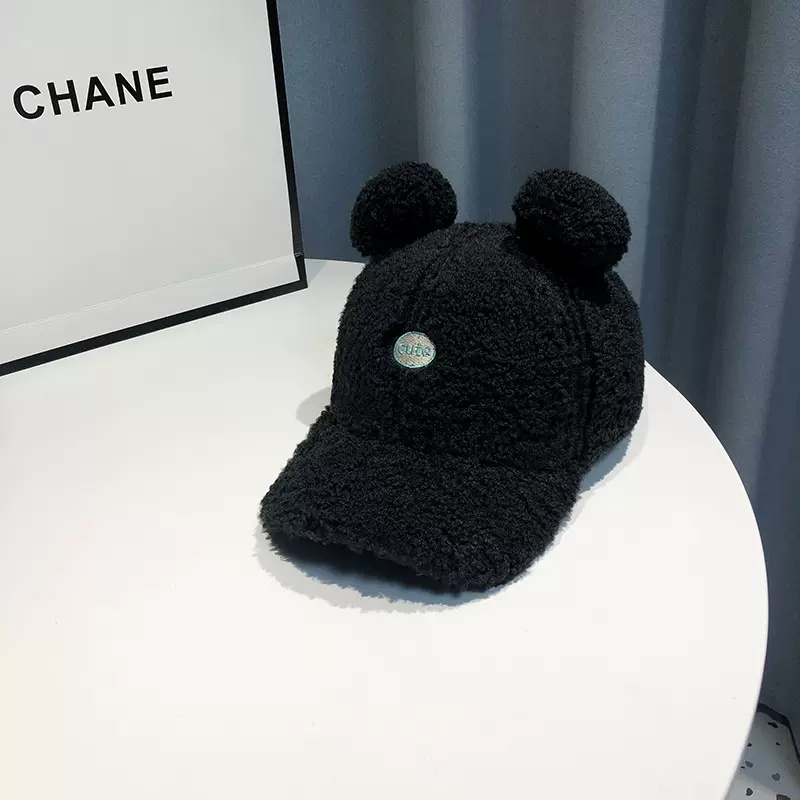 Mũ Lưỡi Trai Vải Len Lông Cừu Đính Tai Thỏ Dễ Thương Thời Trang Thu Đông Cho Nam Và Nữ