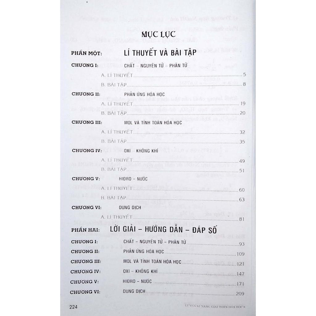 Sách Luyện Kỹ Năng Giải Toán Hóa Học 8