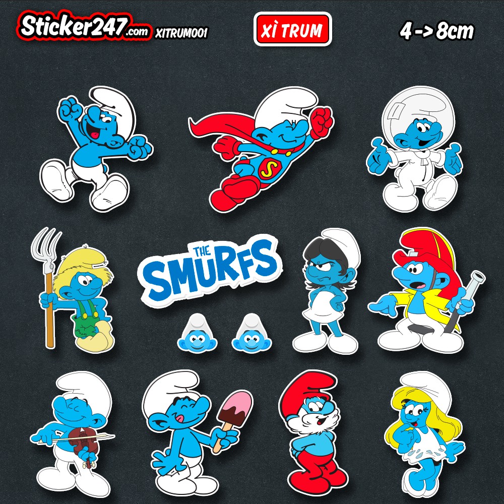 𝑭𝒓𝒆𝒆𝒔𝒉𝒊𝒑 Sticker Xì Trum, Sticker Smurf ▪️ Chống nước ▪️ XITRUM001 ▪️ Sticker 247