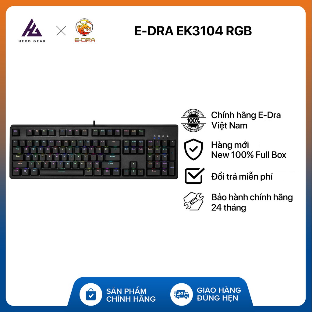 Bàn phím cơ EDRA EK3104 Led RGB - Hàng chính hãng