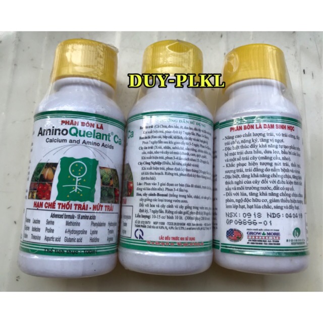 Phân bón lá Amino Quelant Ca - Hạn chế thối và nứt trái - lọ 100ml