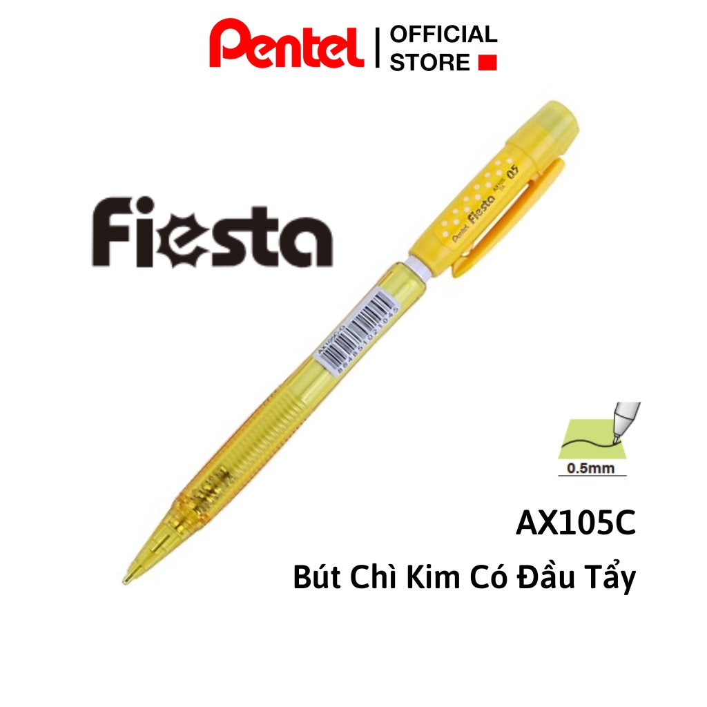 Bút Chì Kim Pentel Fiesta AX105C Ngòi 0.5mm | Thiết Kế Hiện Đại | Trang Bị Đầu tẩy | 4 Màu Vỏ