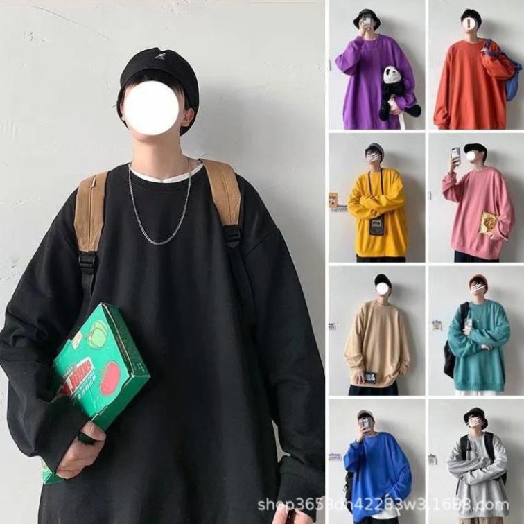 Áo sweater, áo nỉ cổ tròn trơn 5 màu forrm rộng đơn giản cho nam nữ