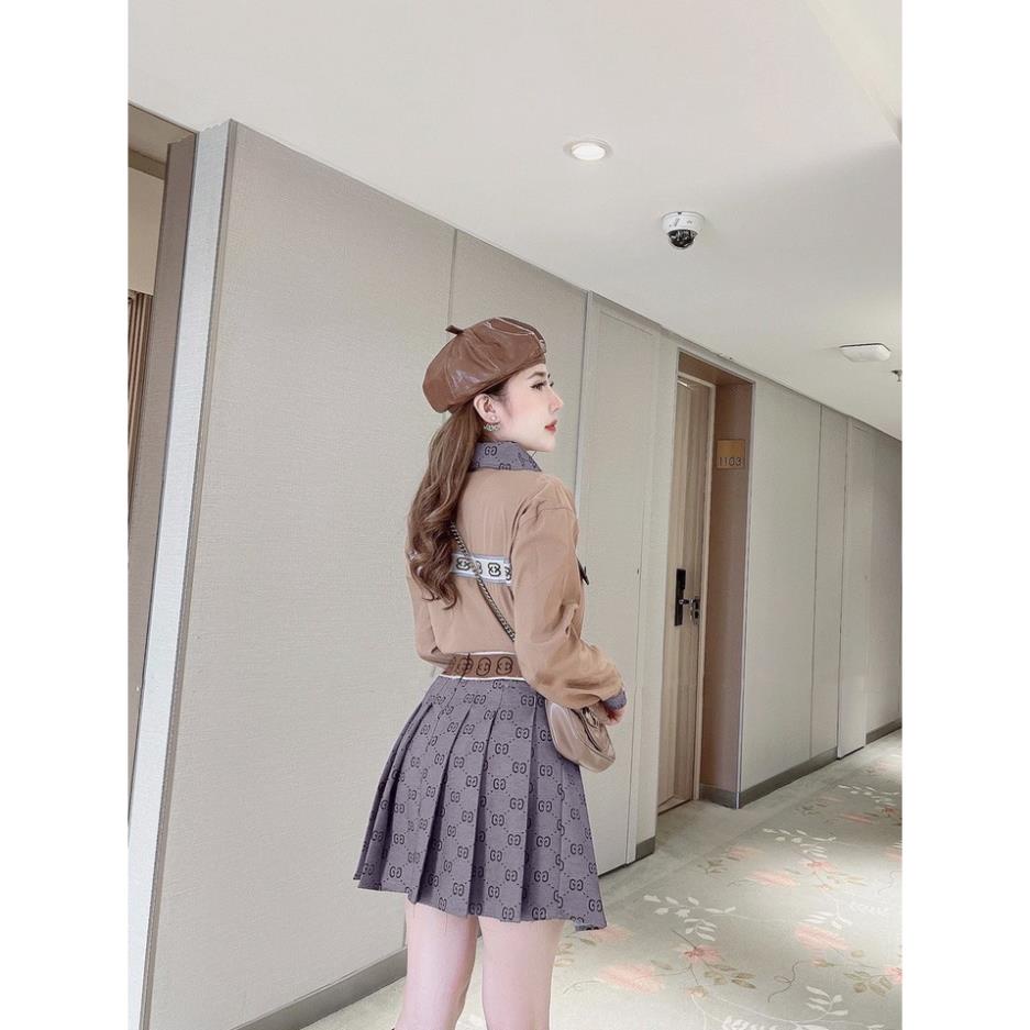[ 𝐅𝐑𝐄𝐄 𝐒𝐇𝐈𝐏 ] SÉT SƠ MI PHỐI TÚI HỌA TIẾT MIX CHÂN VÁY XẾP LY