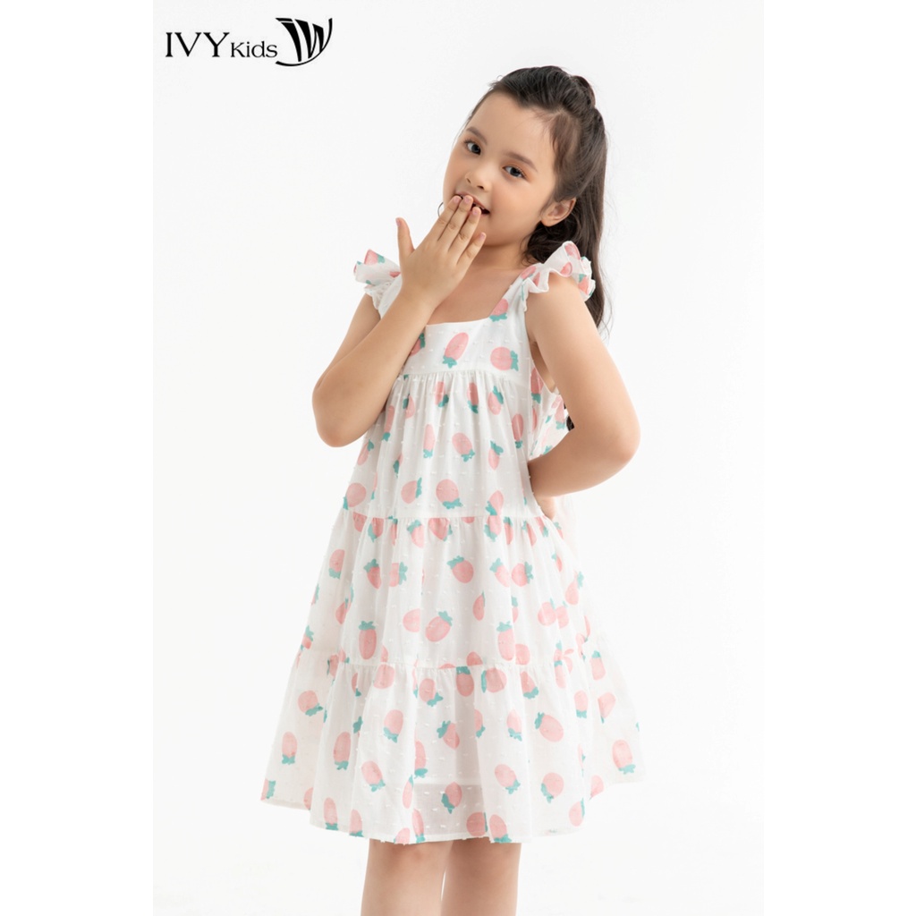 Đầm babydoll vai phối bèo bé gái IVY moda MS 41G1490