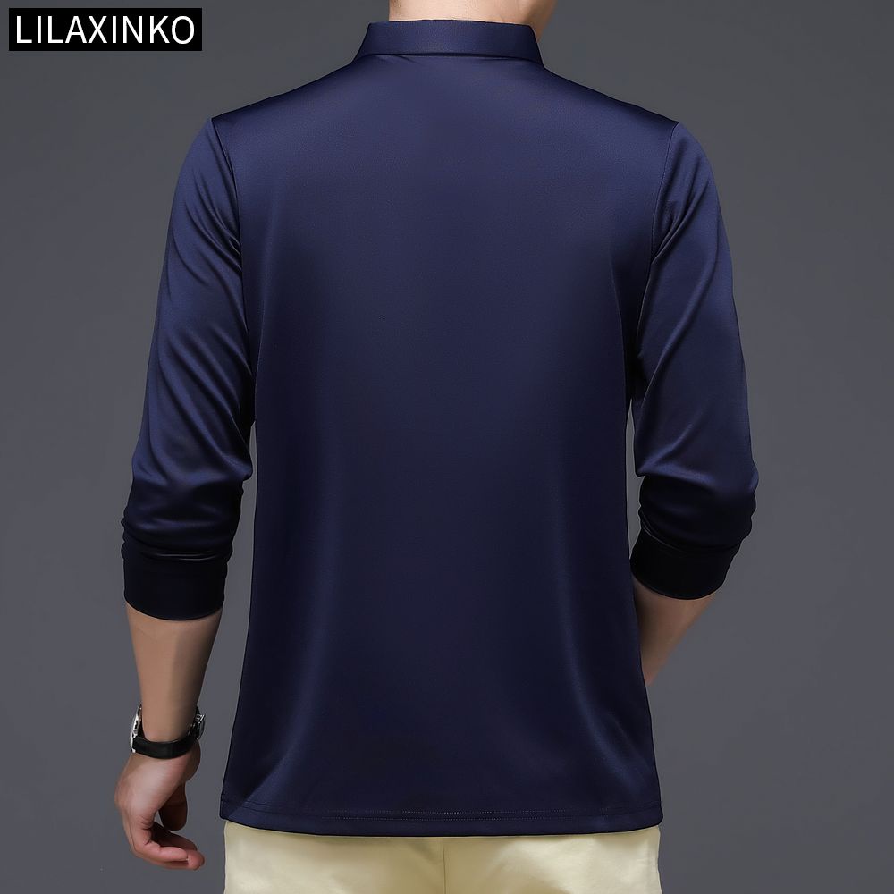 Áo Thun Polo Tay Dài In Họa Tiết Đơn Giản 3 Màu Thời Trang Dành Cho Nam