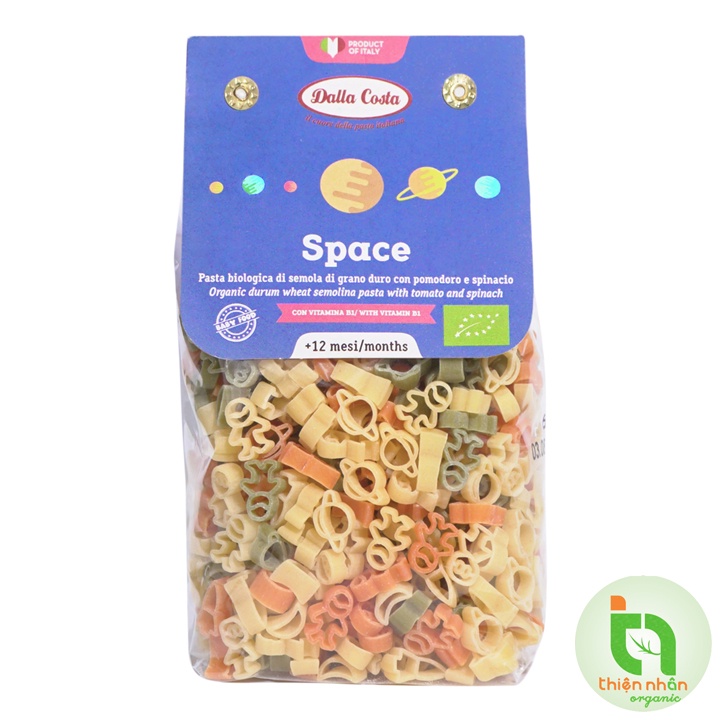 Nui Rau Củ Hữu Cơ Cho Bé hình Sao/ hình Space Dalla Costa 200g Organic Baby Pasta