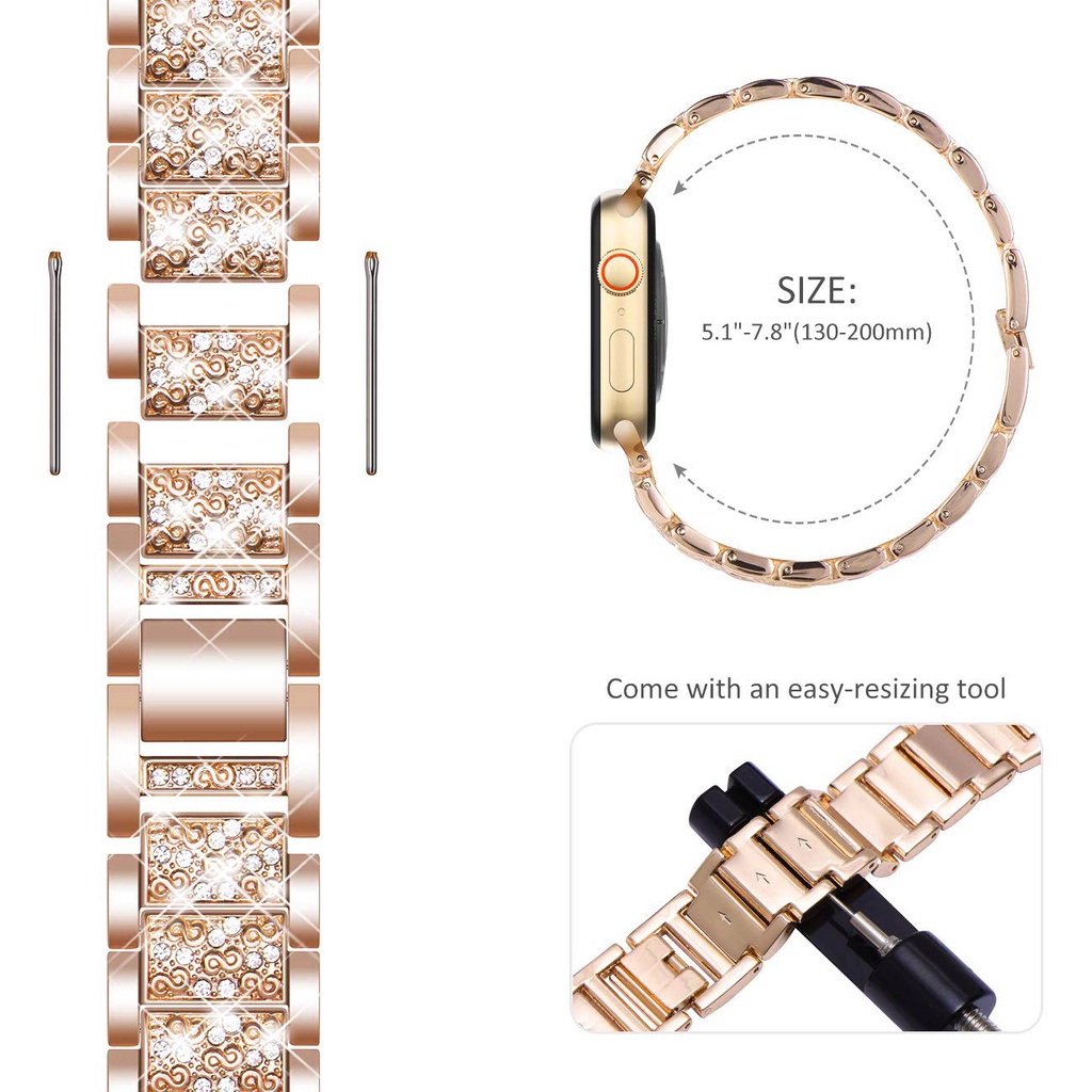 Ốp Dây Đeo Đồng Hồ Bằng Kim Loại 40mm 44mm 41mm 45mm 40 mm iWatch series 3 4 5 6 se 7