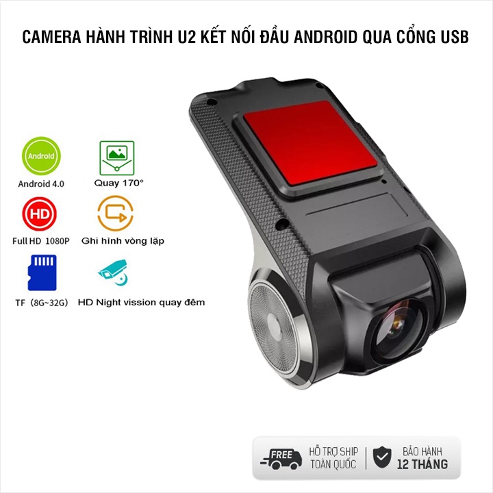 Camera hành trình ô tô cắm màn hình android U2 cao cấp không wifi