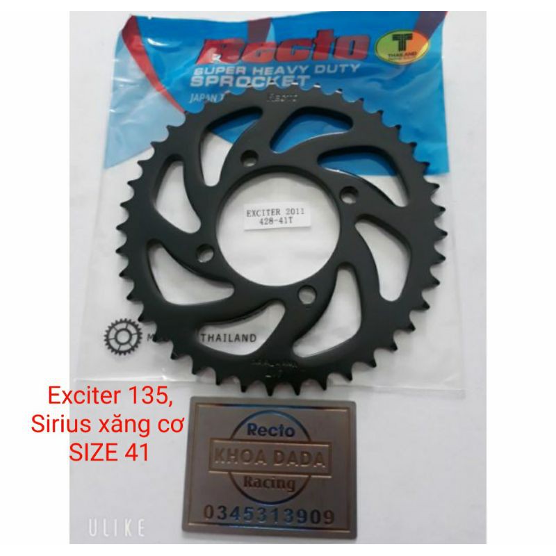 Dĩa Exciter 135/ Sirius xăng cơ Recto, size độ 28