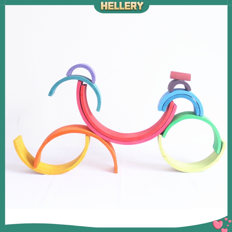 Bộ Đồ Chơi Đường Hầm Xếp Chồng Bằng Gỗ Màu Cầu Vồng Cho Bé