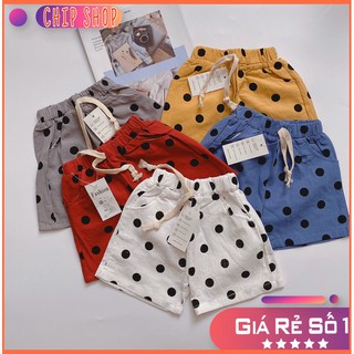 Quần shorts đũi chấm bi quảng châu cho bé