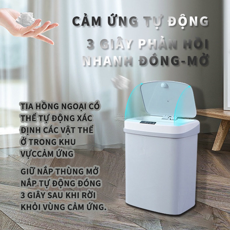 Thùng rác cảm biến thông minh Sọt giấy sang trọng bằng điện hoàn toàn tự động Dùng trong phòng khách nhà bếp-FU508