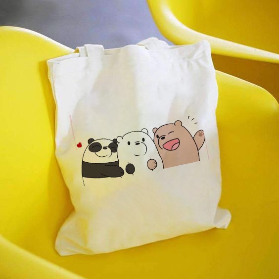 [Mã WAST10K giảm 10K đơn bất kỳ] Túi tote vải bố đeo vai canvas Gấu We Bare Bears